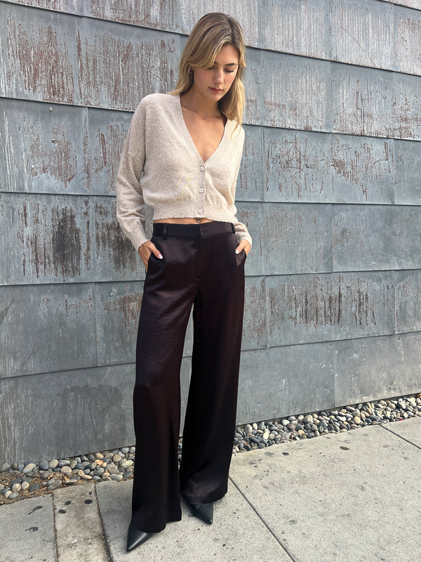 Hepburn Pant in Hammered Satin - Espresso