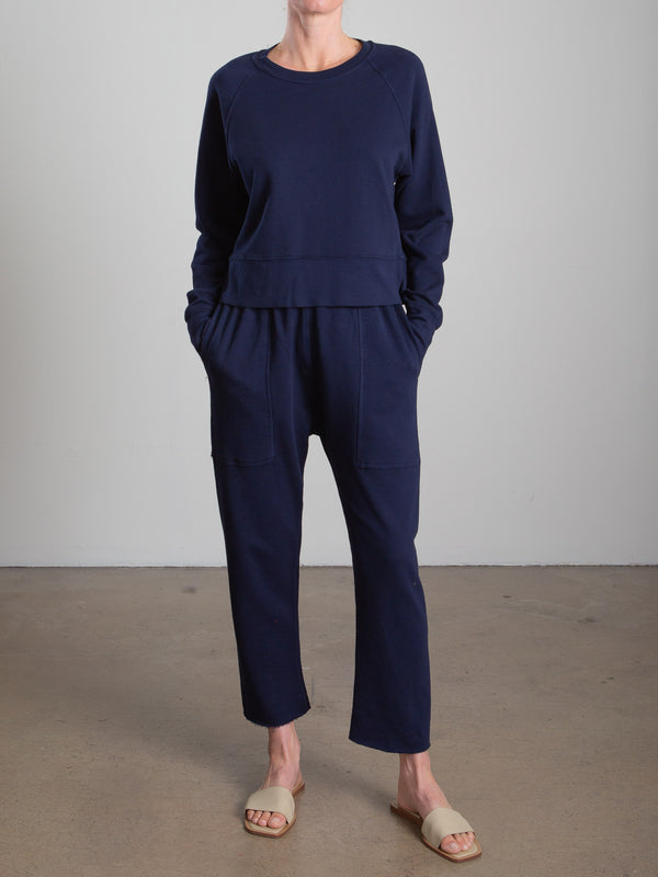 Erika Drop Pant in French Terry - Midnight