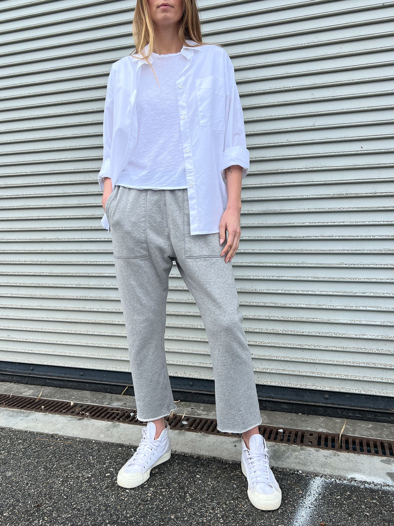 Erika Drop Pant in French Terry - Heather Grey