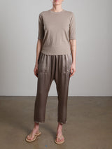 Erika Drop Pant in Vintage Satin - Anthracite