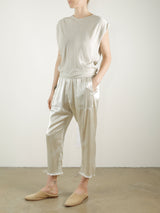 Erika Drop Pant in Vintage Satin - Oyster