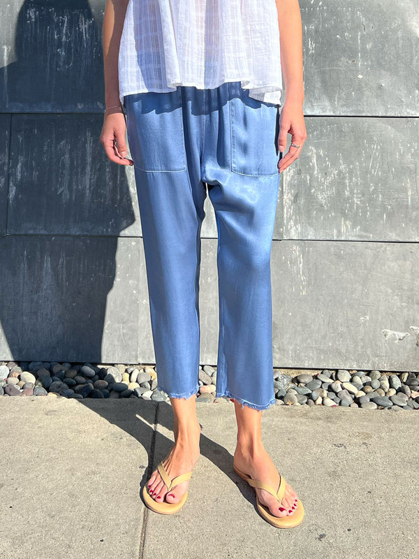 Erika Drop Pant in Vintage Satin - Periwinkle