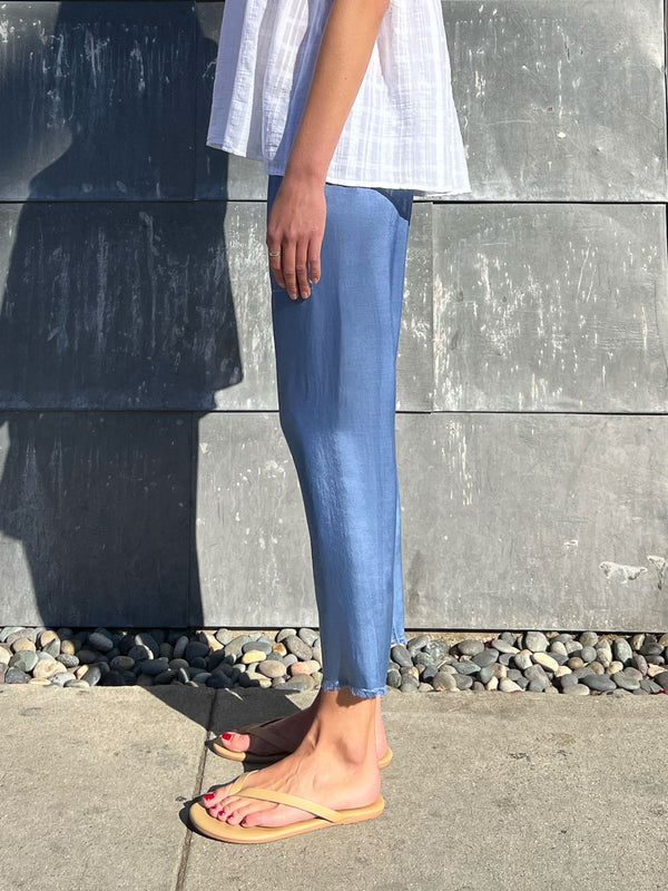 Erika Drop Pant in Vintage Satin - Periwinkle