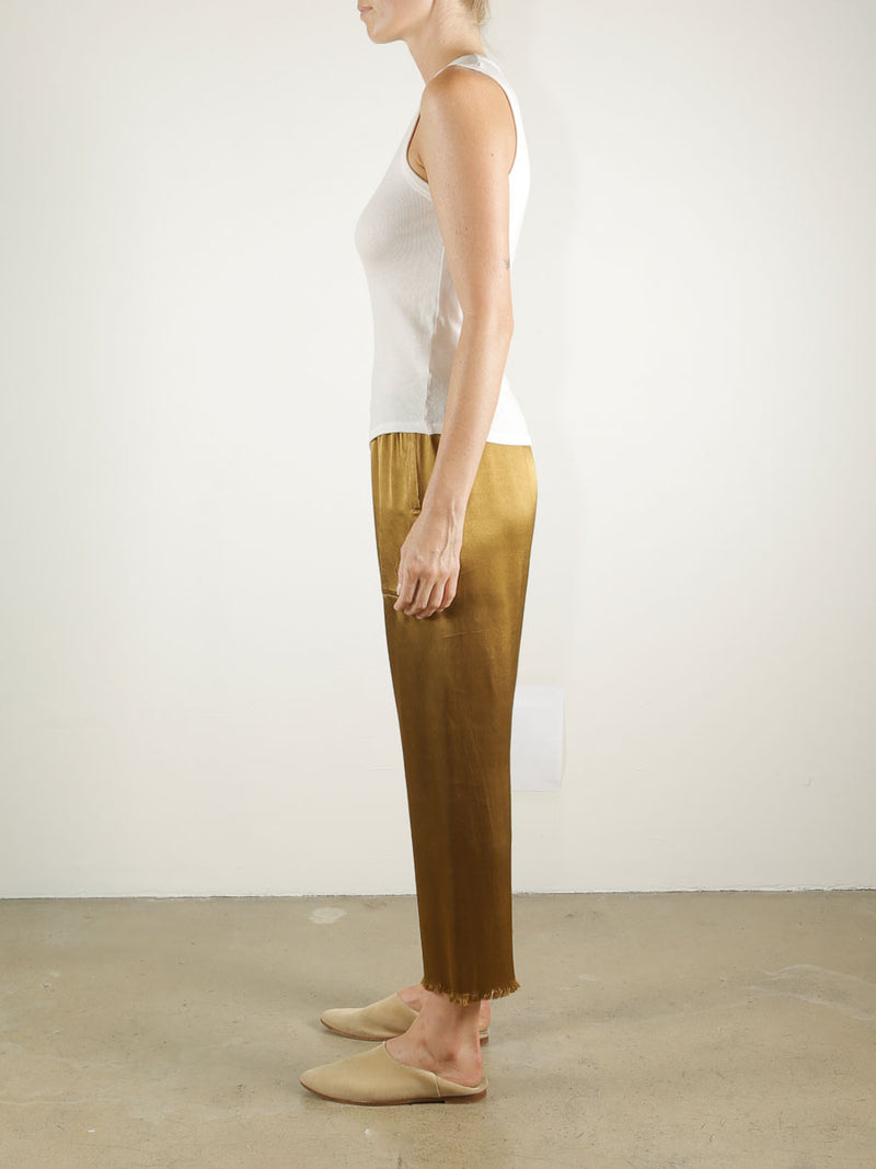 Erika Drop Pant in Vintage Satin - Tannin