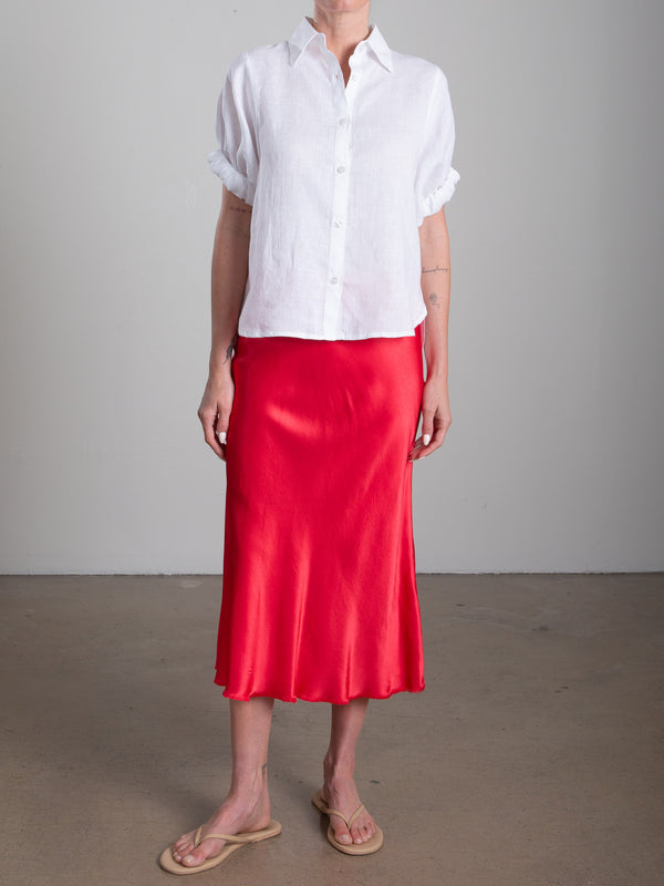Riley Skirt in Vintage Satin - Maraschino