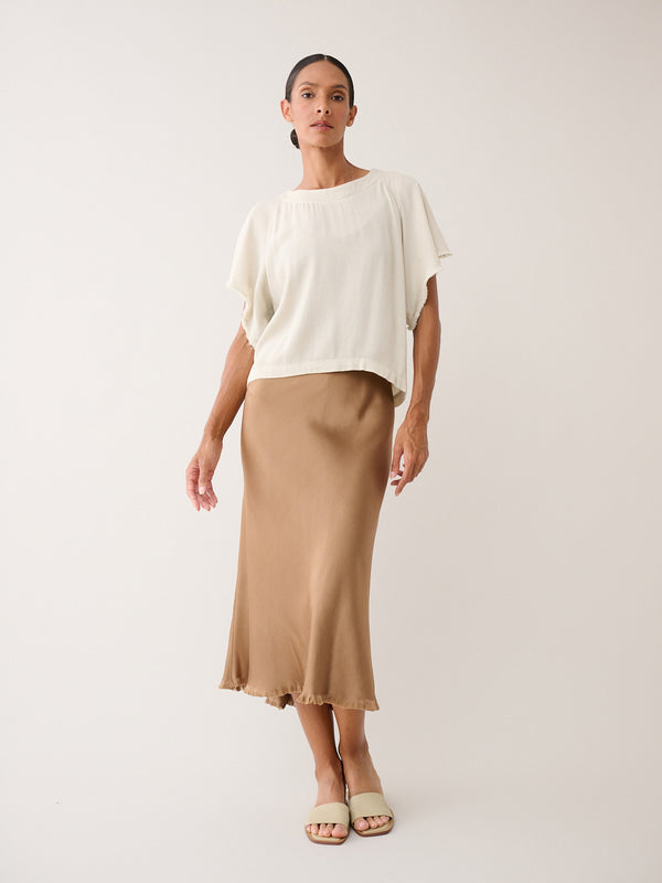 Riley Skirt in Vintage Satin - Nougat