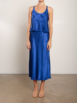 Riley Skirt in Vintage Satin - Sapphire