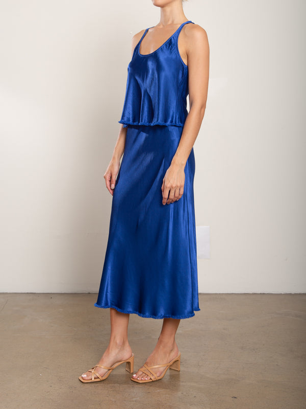 Riley Skirt in Vintage Satin - Sapphire