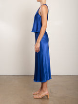 Riley Skirt in Vintage Satin - Sapphire