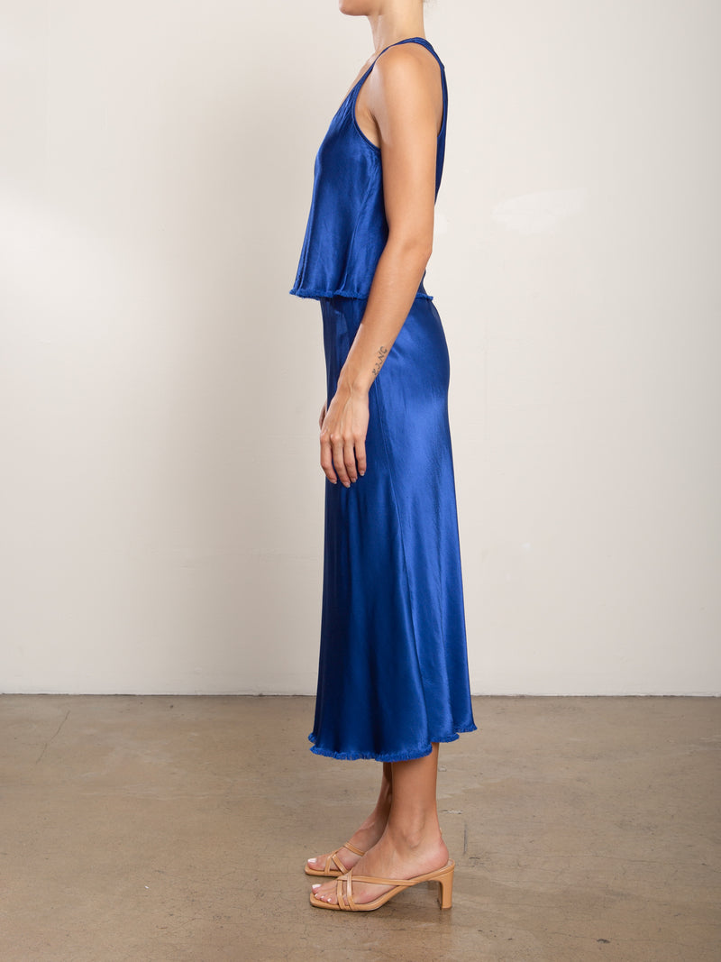 Riley Skirt in Vintage Satin - Sapphire