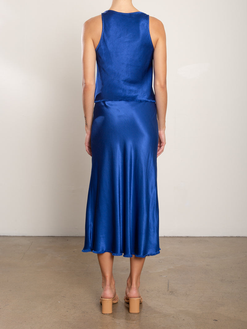 Riley Skirt in Vintage Satin - Sapphire