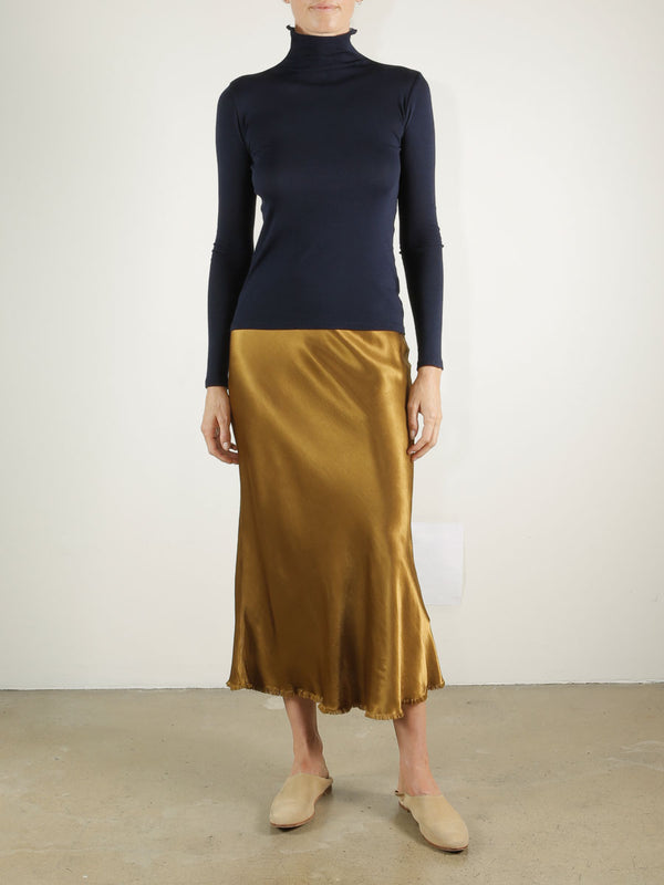 Riley Skirt in Vintage Satin - Tannin