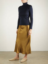 Riley Skirt in Vintage Satin - Tannin