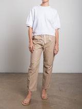 Claire Pant in Faux Leather - Biscotti