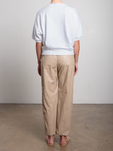 Claire Pant in Faux Leather - Biscotti