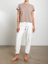 Claire Pant in Faux Leather - Ivory