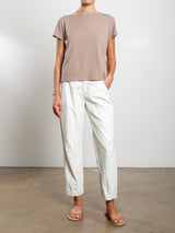 Claire Pant in Faux Leather - Ivory
