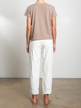 Claire Pant in Faux Leather - Ivory