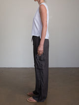 Mason Cargo Pant in French Linen - Ash