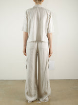 Mason Cargo Pant in French Linen - Cement