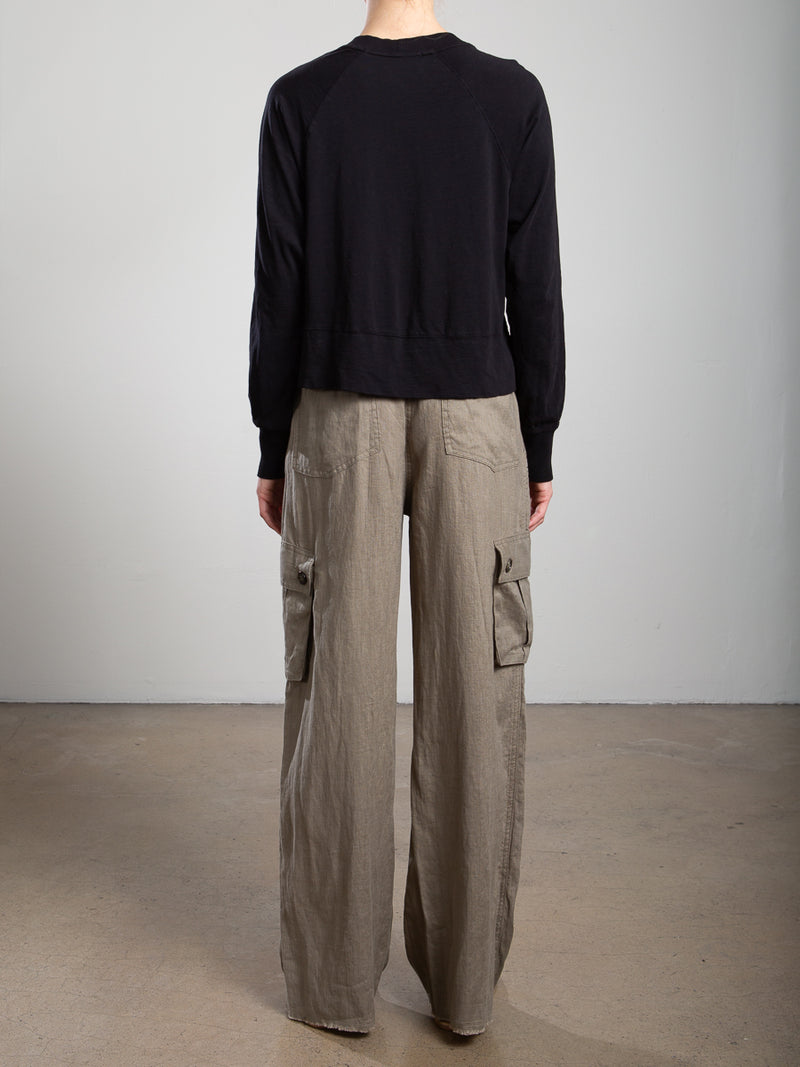 Mason Cargo Pant in French Linen - Olive
