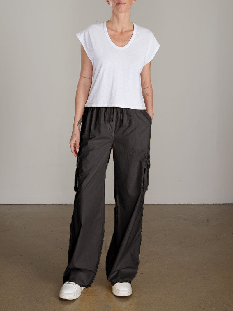 Mason Cargo Pant in Paperweight Cotton - Black