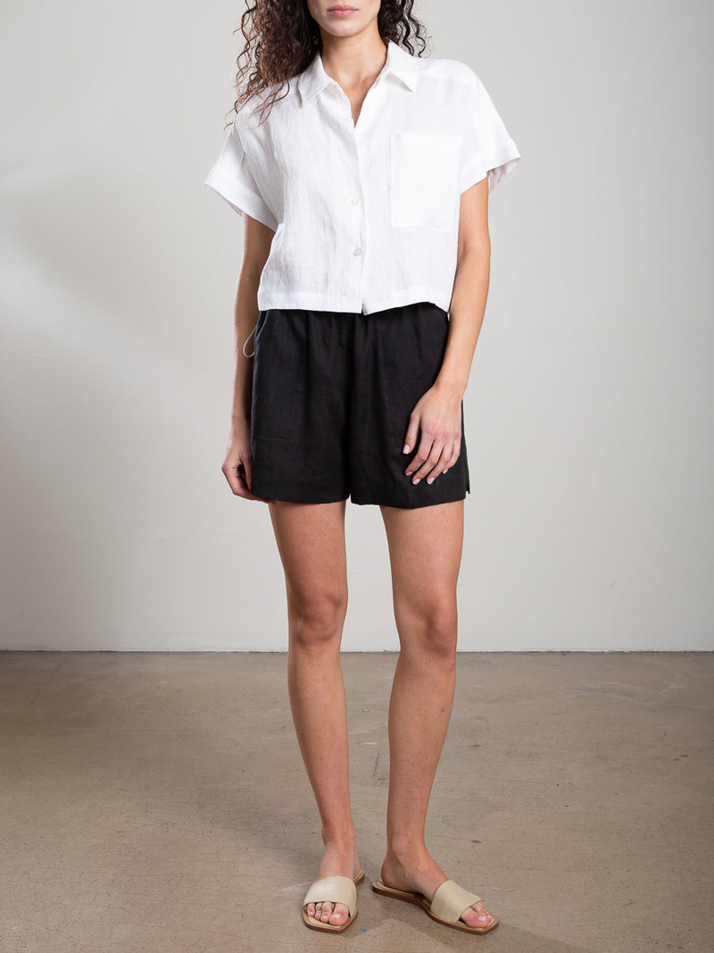 Poppy Short in French Linen - Black