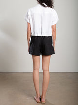 Poppy Short in French Linen - Black