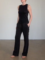 Sloane Mid-Rise Pant in Cupro - Black