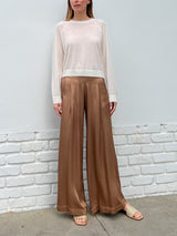 Isla Pant in Vintage Satin - Nougat