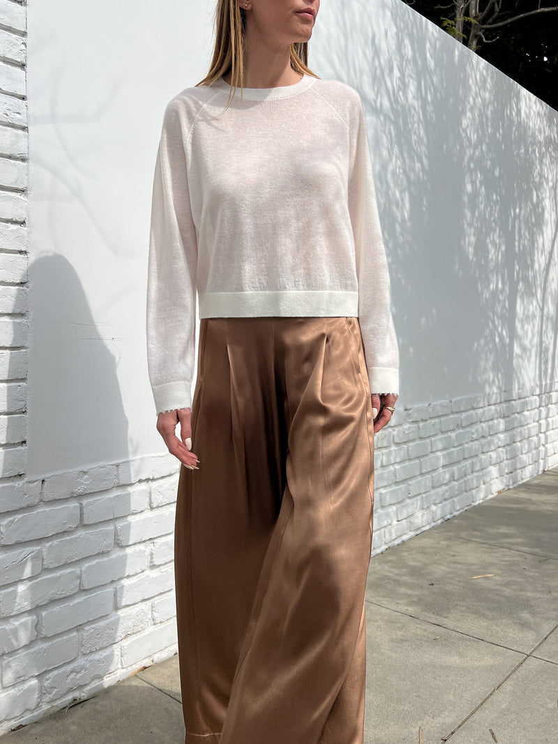 Isla Pant in Vintage Satin - Nougat