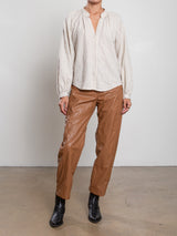 Torrance Pant in Faux Leather - Chestnut