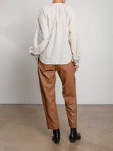 Torrance Pant in Faux Leather - Chestnut
