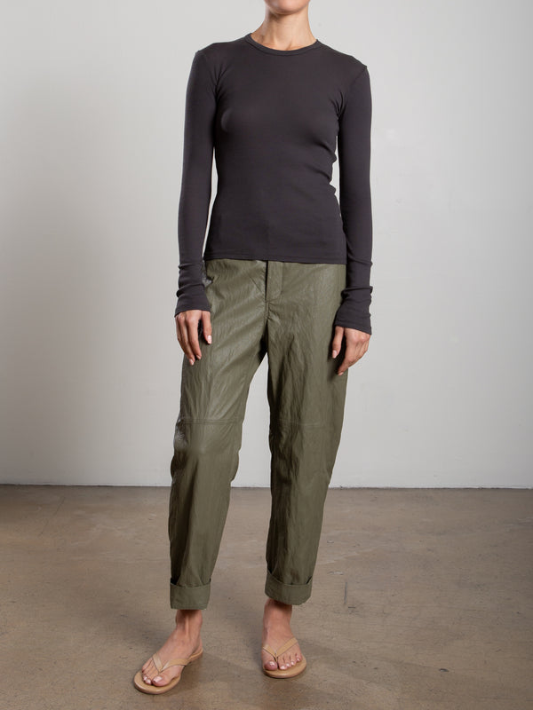 Torrance Pant in Faux Leather - Army