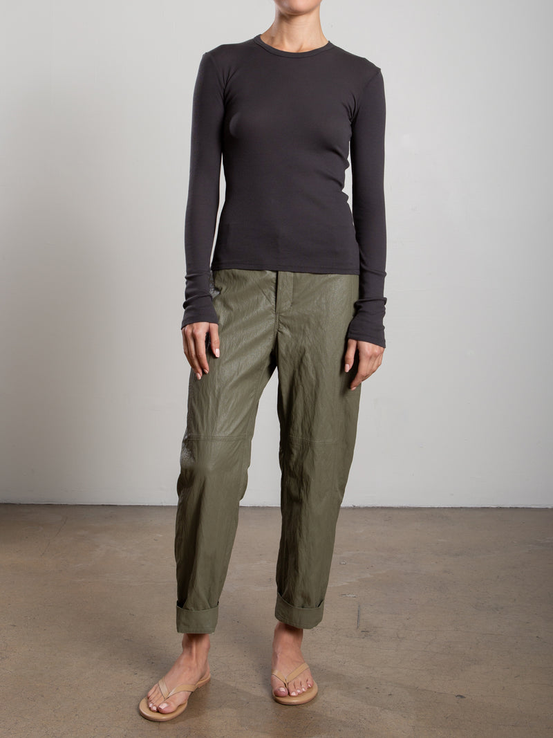 Torrance Pant in Faux Leather - Army
