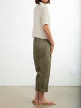 Torrance Pant in Faux Leather - Army