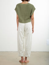 Torrance Pant in Faux Leather - Ivory