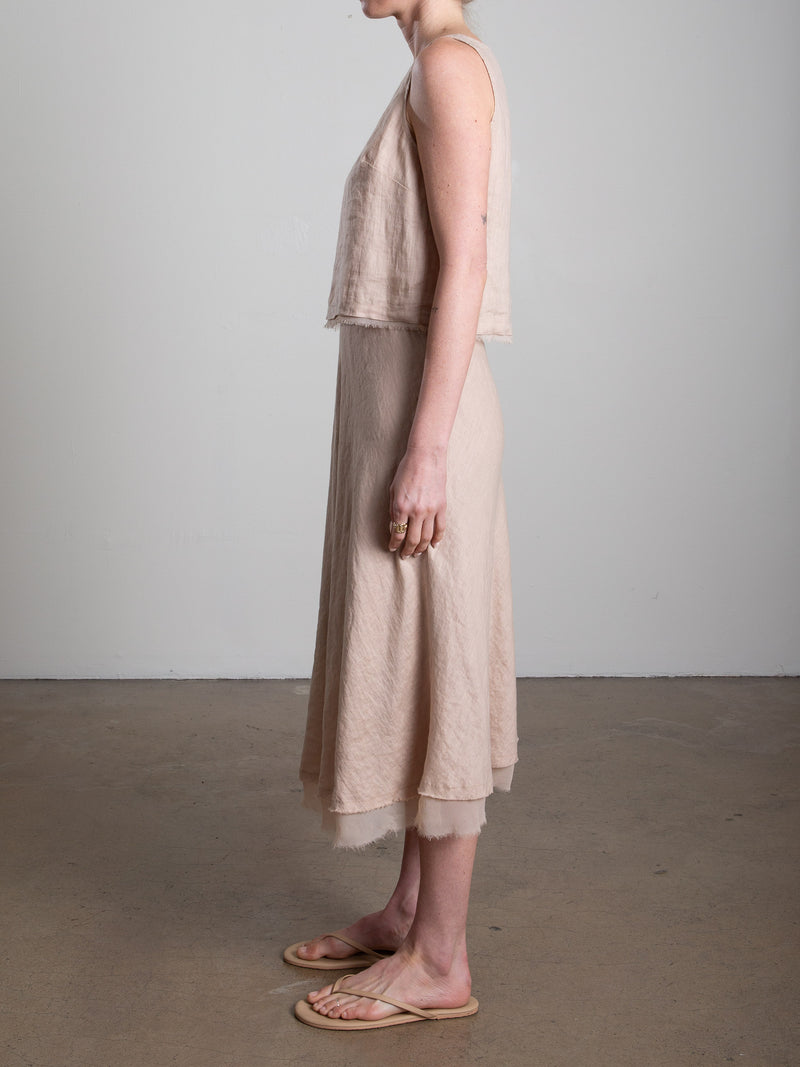 Marysia Skirt in French Linen - Nude