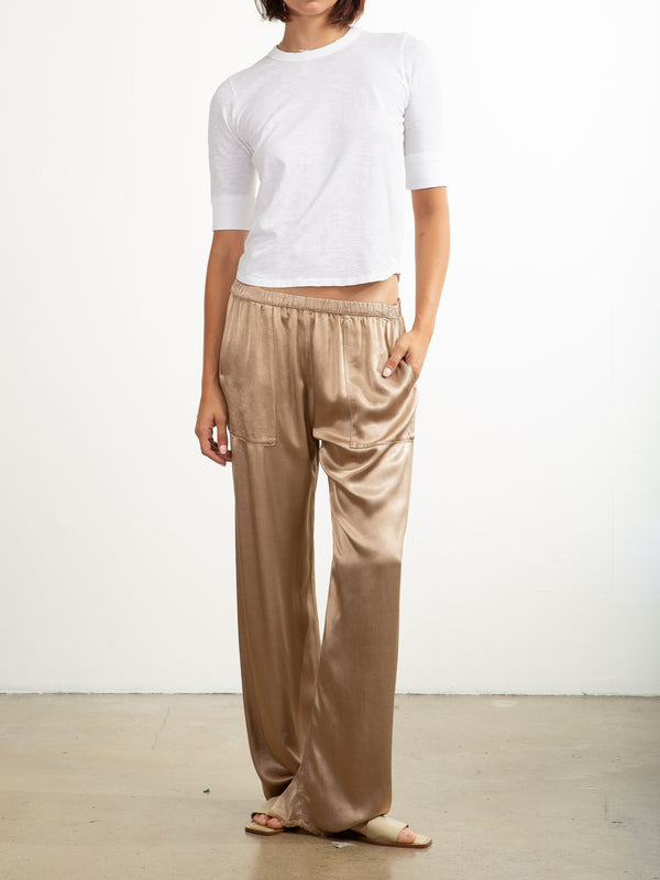 Taryn Pant in Vintage Satin - Buff