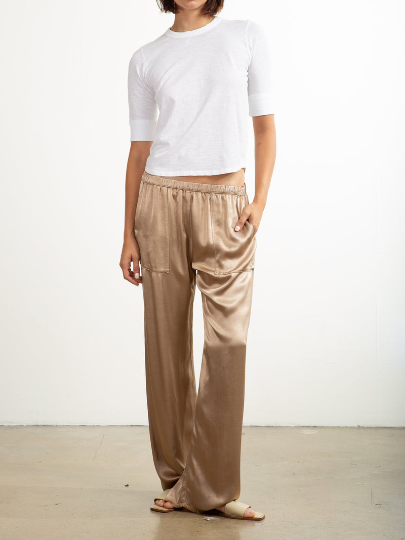 Taryn Pant in Vintage Satin - Buff