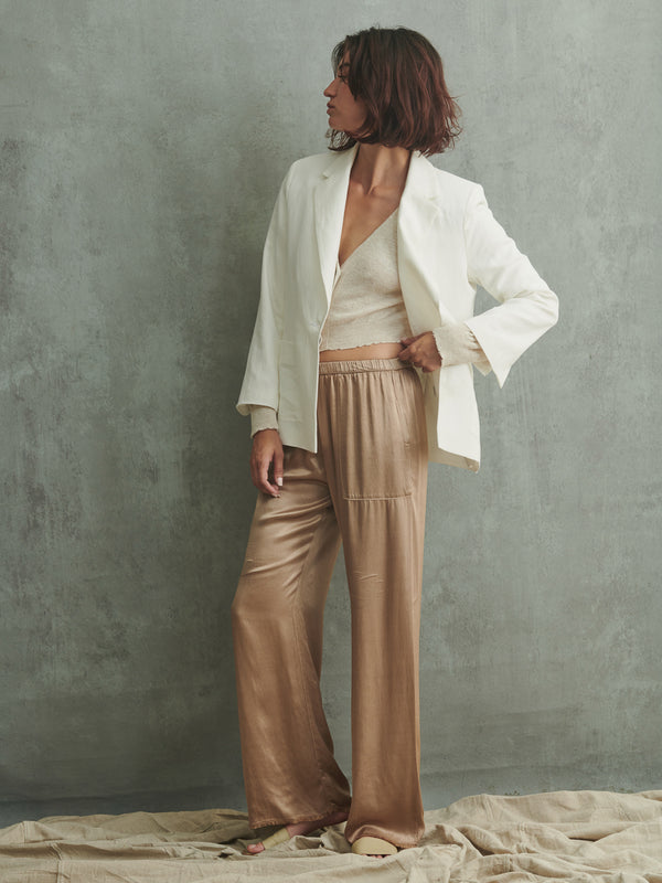 Taryn Pant in Vintage Satin - Buff
