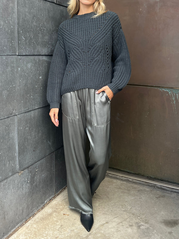 Taryn Pant in Vintage Satin - Nori