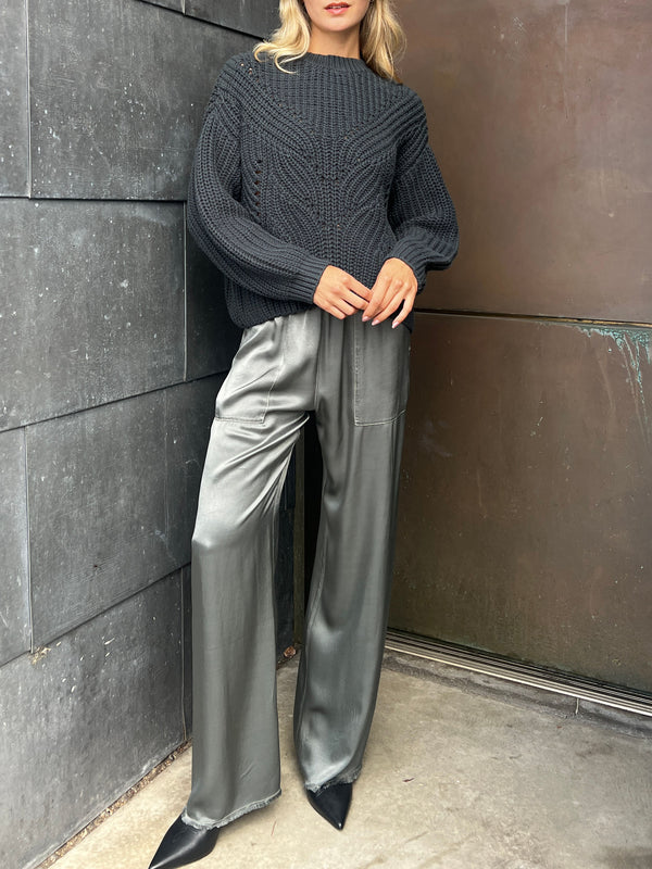 Taryn Pant in Vintage Satin - Nori