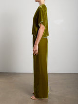 Taryn Pant in Velvet - Chartreuse