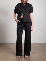 Casey Pant in French Linen - Black