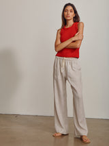 Casey Pant in French Linen - Cement