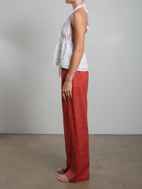 Casey Pant in French Linen - Persimmon