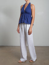 Casey Pant in French Linen - White