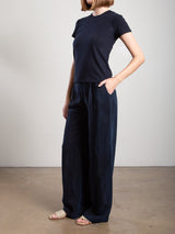 Spencer Pant in Japanese Cupro - Navy
