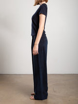 Spencer Pant in Japanese Cupro - Navy